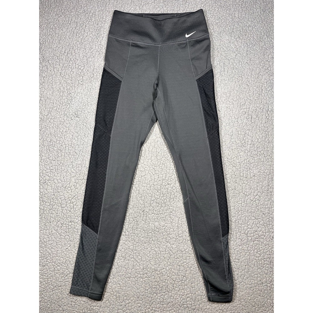 Nike ONE size  S Women's Mid-Rise THERMA FIT Tights-Smoke Grey/Black DQ6271-070